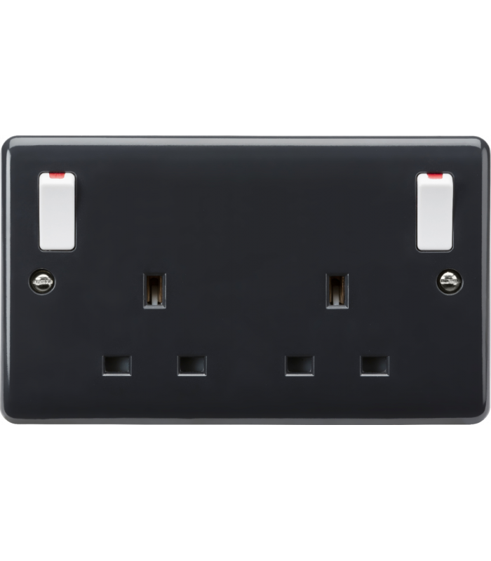 Knightsbridge 13A 2G DP switched socket with white outboard rockers [Part M compliant] - PM9001-1
