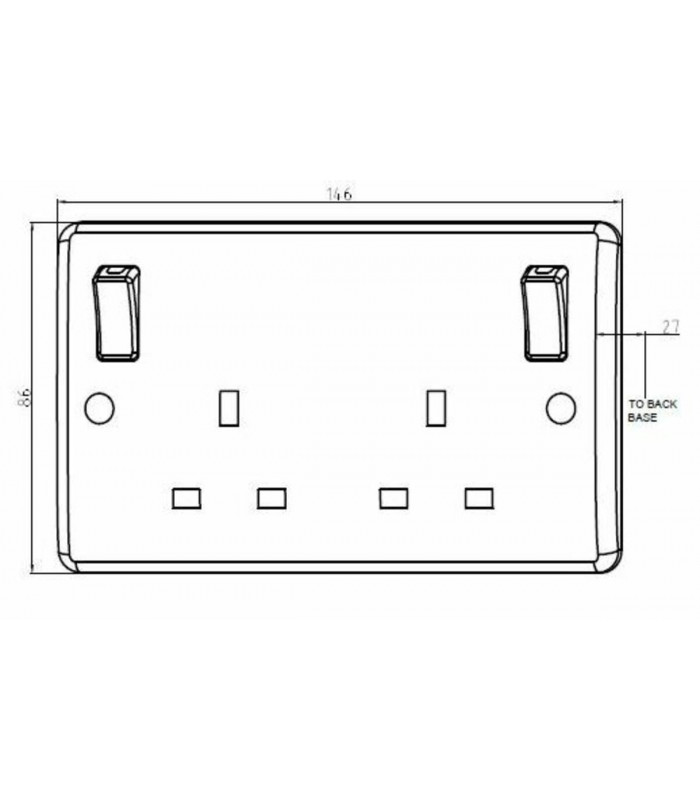 Knightsbridge 13A 2G DP switched socket with white outboard rockers [Part M compliant] - PM9001-2
