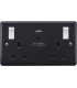 Knightsbridge 13A 2G Switched socket with white outboard rockers and dual USB (A+C) 4.8A [Part M compliant] - PM9002-1