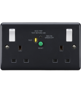 Knightsbridge 13A 2G DP RCD switched socket with white outboard rockers (Type-A) [Part M compliant] - PM9RCD-1