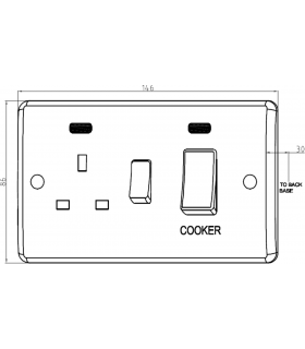 Knightsbridge 45A DP switch with 13A DP switched socket with neons [Part M Compliant] - PM8333N-2