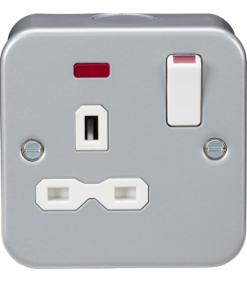Knightsbridge Metal Clad 13A 1G DP switched socket with neon - MR7000N-1