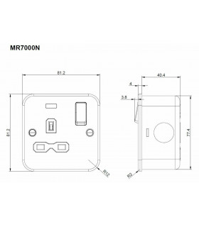 Knightsbridge Metal Clad 13A 1G DP switched socket with neon - MR7000N-2