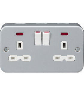 Knightsbridge Metal Clad 13A 2G DP switched socket with neon - MR9000N-1