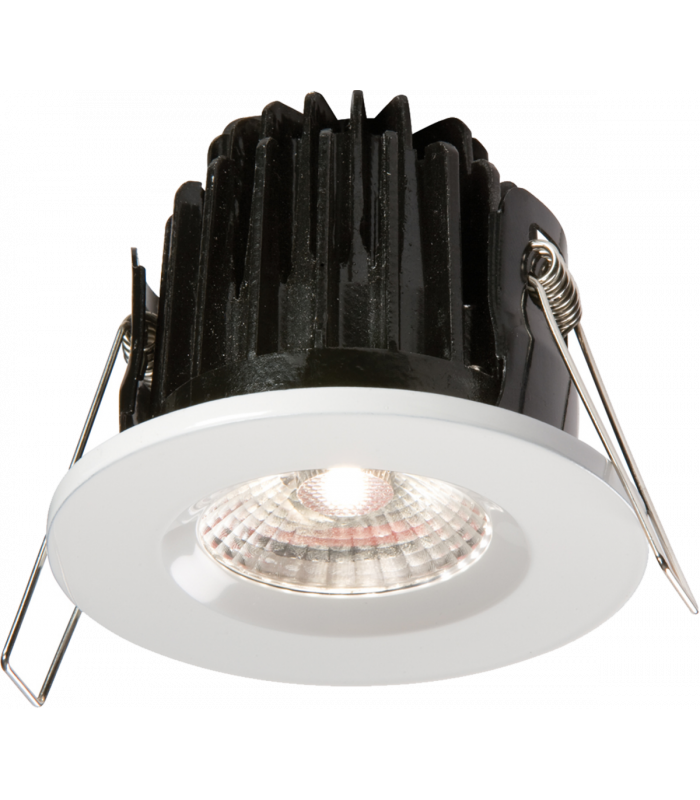 Knightsbridge IP65 7W LED 4000K Cool White Downlight with White Round Bezel - VFRCOBACW-1