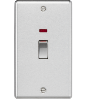 Knightsbridge 45A 2G DP Switch with neon - brushed chrome - CL82MNBC-1