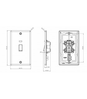 Knightsbridge 45A 2G DP Switch with neon - brushed chrome - CL82MNBC-2
