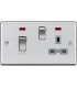 Knightsbridge 45A DP switch and 13A switched socket with neons - brushed chrome with grey insert - CL83MNBCG-1