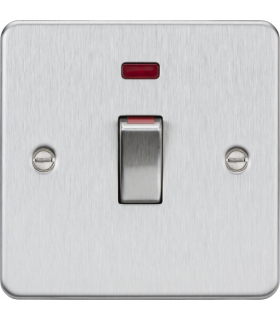 Knightsbridge 45A 1G DP Switch with neon - brushed chrome - FP81MNBC-1