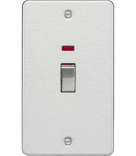 Knightsbridge 45A 2G DP Switch with neon - brushed chrome - FP82MNBC-1