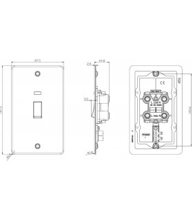 Knightsbridge 45A 2G DP Switch with neon - brushed chrome - FP82MNBC-2