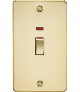 Knightsbridge 45A 2G DP Switch with neon - polished brass - FP82MNPB-1