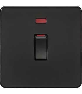 Knightsbridge 45A 1G DP switch with neon - matt black - SF81MNMBB-1