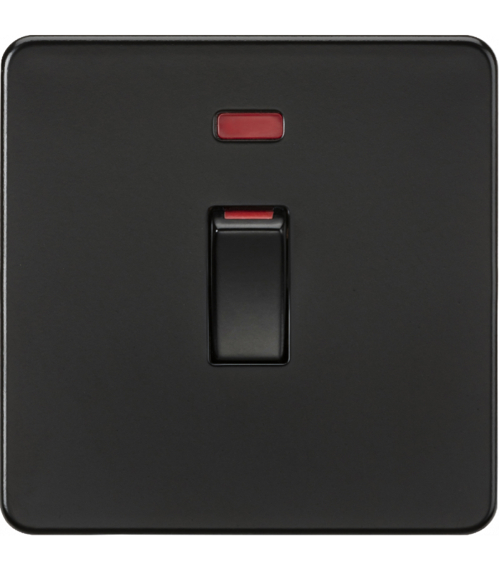 Knightsbridge 45A 1G DP switch with neon - matt black - SF81MNMBB-1