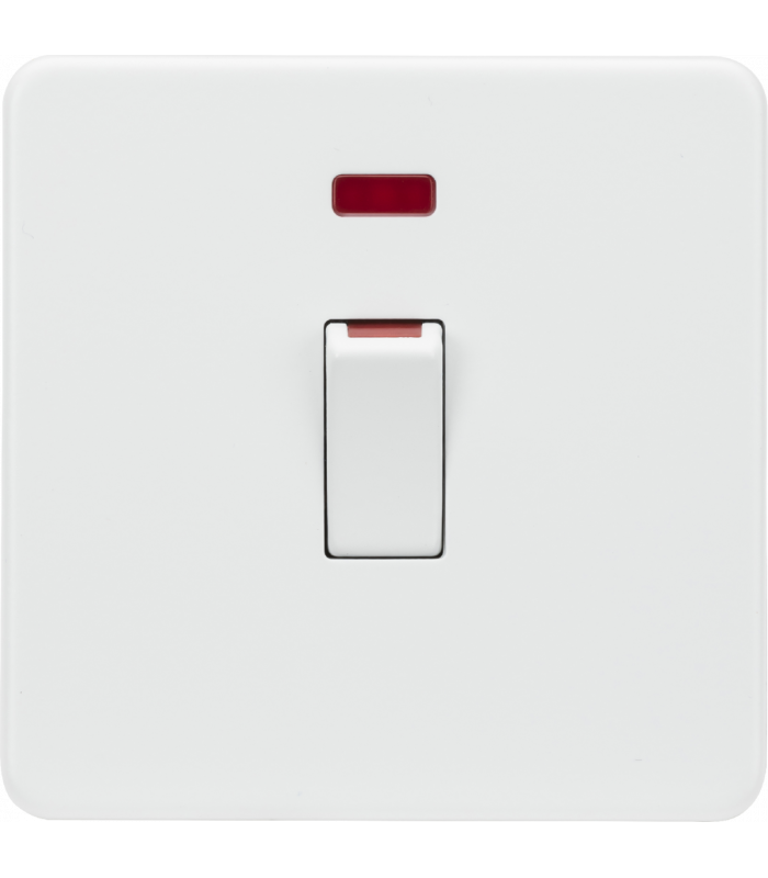 Knightsbridge 45A 1G DP switch with neon - matt white - SF81MNMW-1