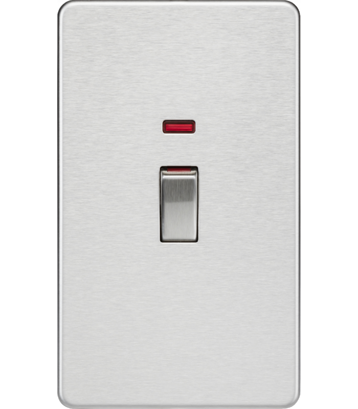 Knightsbridge 45A 2G DP switch with neon - brushed chrome - SF82MNBC-1