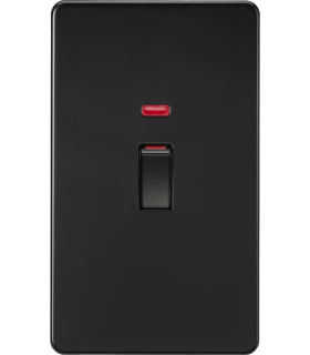Knightsbridge 45A 2G DP switch with neon - matt black - SF82MNMBB-1