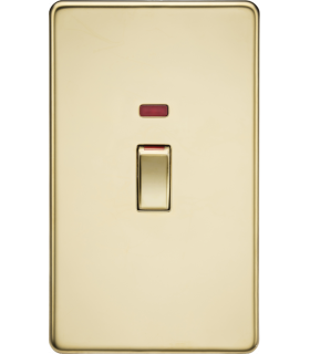 Knightsbridge 45A 2G DP switch with neon - polished brass - SF82MNPB-1
