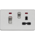 Knightsbridge 45A DP switch and 13A switched socket with neons - brushed chrome with black insert - SFR83MNBC-1