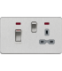 Knightsbridge 45A DP switch and 13A switched socket with neons - brushed chrome with grey insert - SFR83MNBCG-1