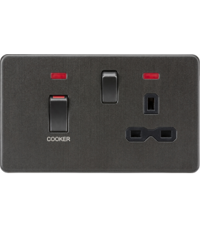 Knightsbridge 45A DP switch and 13A switched socket with neons - smoked bronze - SFR83MNSB-1