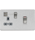 Knightsbridge 45A DP Switch and 13A switched socket with dual USB charger - brushed chrome with grey insert - SFR83UMBCG-1
