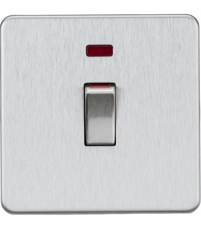 Knightsbridge 45A 1G DP switch with neon - brushed chrome - SF81MNBC-1