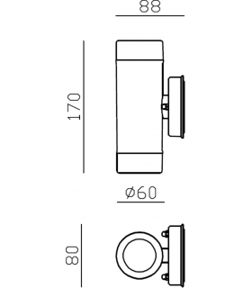 Knightsbridge EAMON - 230V IP54 GU10 Polycarbonate Up/Down Wall light - Black - EA2BK-2