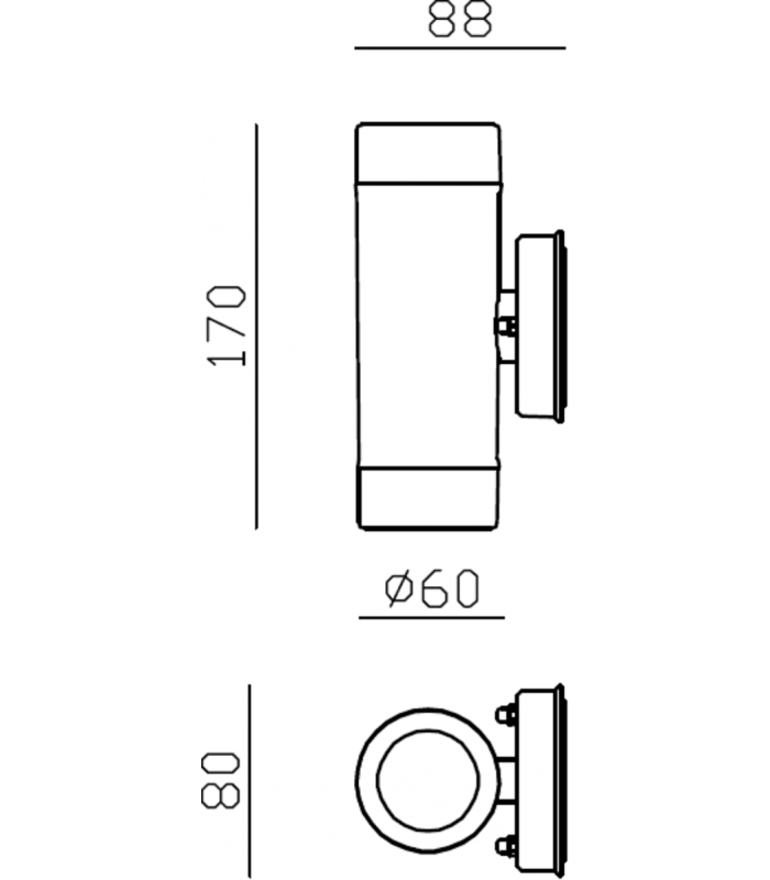 Knightsbridge EAMON - 230V IP54 GU10 Polycarbonate Up/Down Wall light - Anthracite - EA2A-2