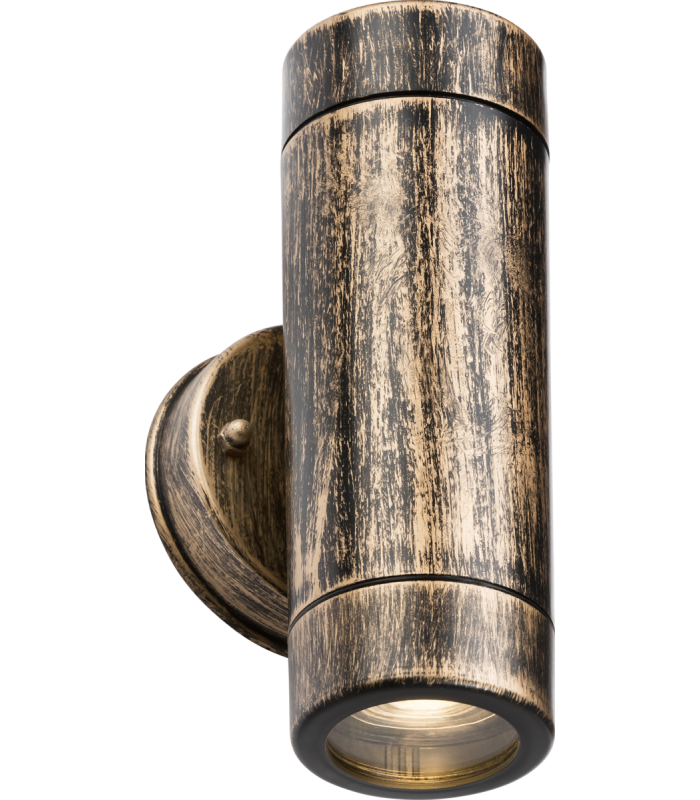 Knightsbridge EAMON - 230V IP54 GU10 Polycarbonate Up/Down Wall light - Brushed Brass - EA2BB-1