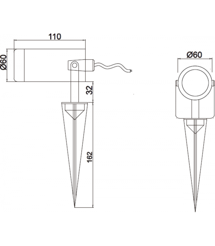 Knightsbridge EAMON - 230V IP65 GU10 Polycarbonate Spike light - Anthracite - EASPK1A-2