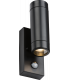 Knightsbridge EAMON - 230V IP44 GU10 Polycarbonate Up/Down wall light with PIR - Black - EAPIR2BK-1