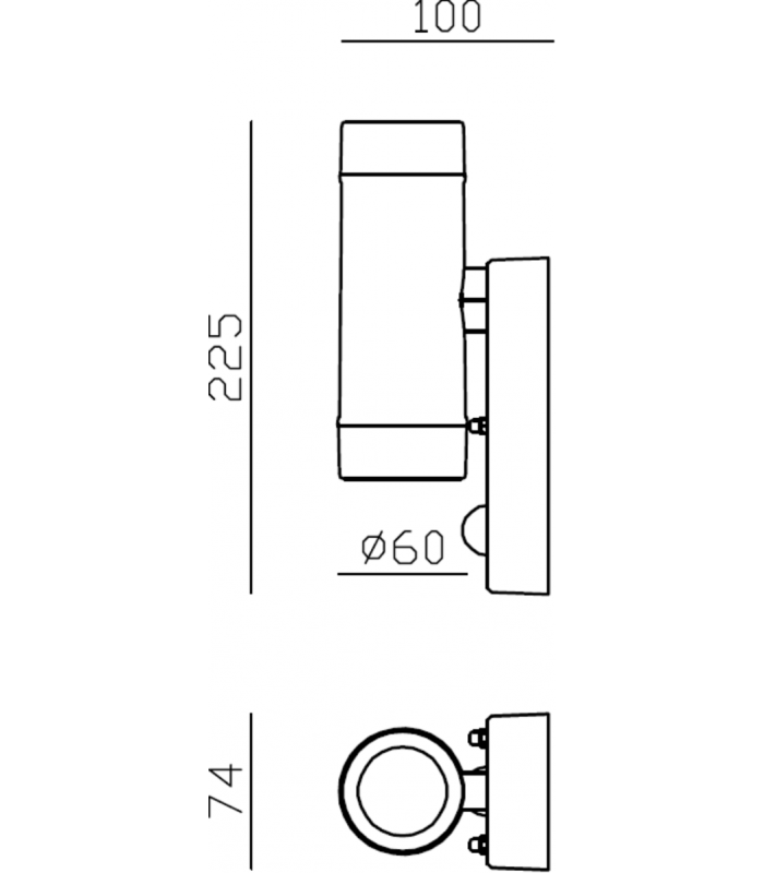 Knightsbridge EAMON - 230V IP44 GU10 Polycarbonate Up/Down wall light with PIR - Black - EAPIR2BK-2
