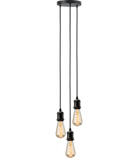 Knightsbridge CALLA - 230V E27 Vintage 3 Light Pendant - Matt Black - CALVI3PMB-1