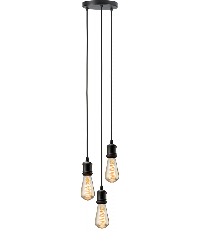 Knightsbridge CALLA - 230V E27 Vintage 3 Light Pendant - Matt Black - CALVI3PMB-1