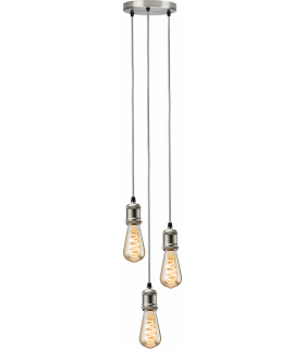 Knightsbridge CALLA - 230V E27 Vintage 3 Light Pendant - Brushed Chrome - CALVI3PBC-1