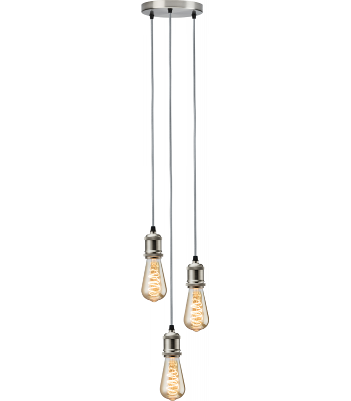 Knightsbridge CALLA - 230V E27 Vintage 3 Light Pendant - Brushed Chrome - CALVI3PBC-1