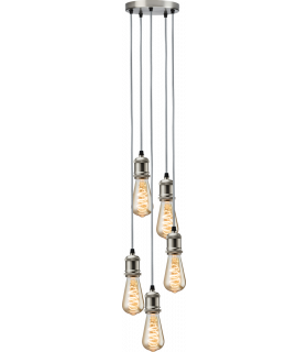 Knightsbridge CALLA - 230V E27 Vintage 5 Light Pendant - Brushed Chrome - CALVI5PBC-1