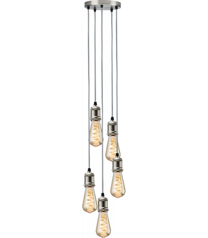 Knightsbridge CALLA - 230V E27 Vintage 5 Light Pendant - Brushed Chrome - CALVI5PBC-1