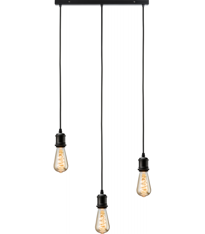 Knightsbridge CALLA - 230V E27 Vintage 3 Light Bar Pendant - Matt Black - CALVI3BMB-1