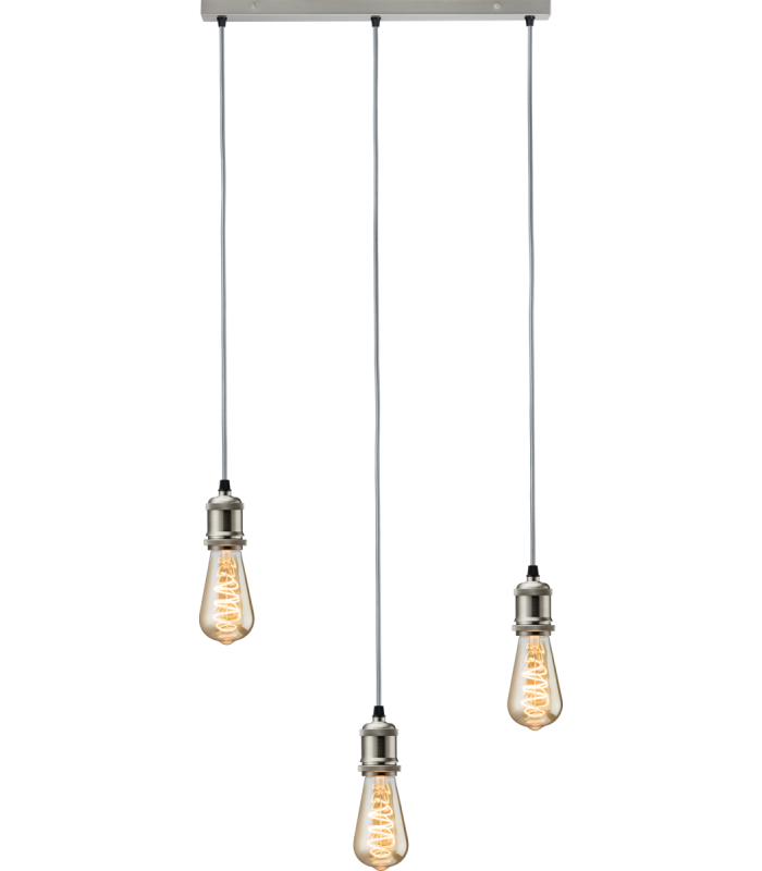 Knightsbridge CALLA - 230V E27 Vintage 3 Light Bar Pendant - Brushed Chrome - CALVI3BBC-1
