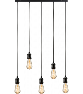 Knightsbridge CALLA - 230V E27 Vintage 5 Light Bar Pendant - Matt Black - CALVI5BMB-1
