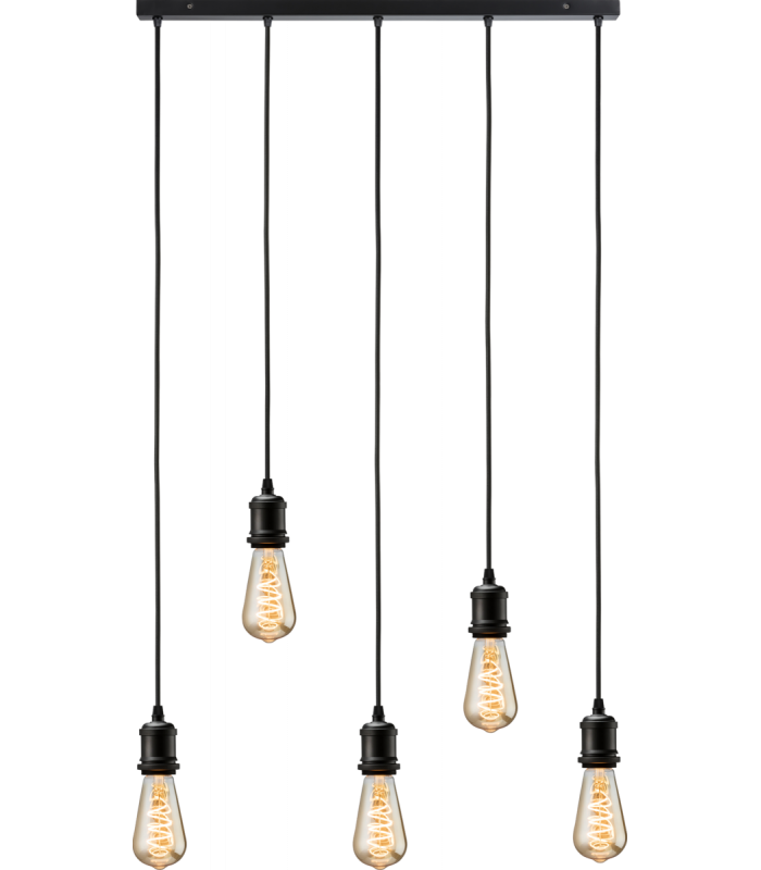 Knightsbridge CALLA - 230V E27 Vintage 5 Light Bar Pendant - Matt Black - CALVI5BMB-1
