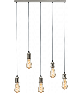 Knightsbridge CALLA - 230V E27 Vintage 5 Light Bar Pendant - Brushed Chrome - CALVI5BBC-1