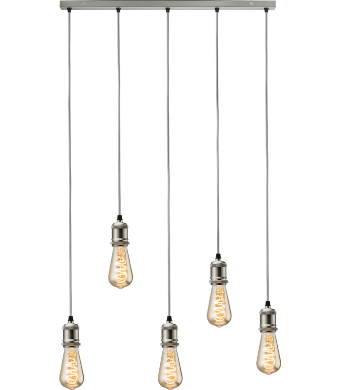 Knightsbridge CALLA - 230V E27 Vintage 5 Light Bar Pendant - Brushed Chrome - CALVI5BBC-1