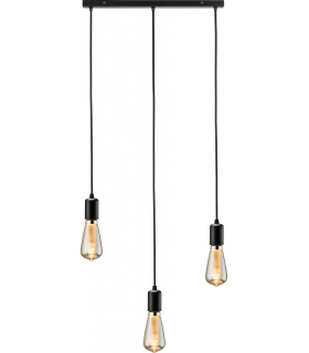 Knightsbridge CALLA - 230V E27 Contemporary 3 Light Bar Pendant - Matt Black - CALCO3BMB-1