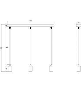 Knightsbridge CALLA - 230V E27 Contemporary 3 Light Bar Pendant - Brushed Chrome - CALCO3BBC-2