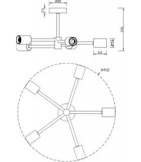 Knightsbridge SENA - 230V IP20 E27 5 Light Ceiling Pendant - SE5P-2