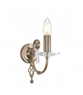 Aegean 1 Light Indoor Candle Wall Light Aged Brass E14-1