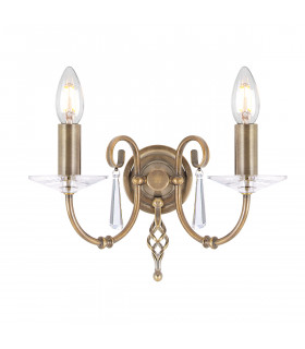 Aegean 2 Light Indoor Candle Wall Light Aged Brass E14-1